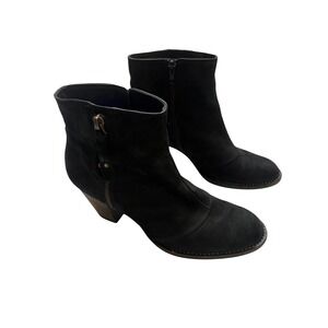 Paul Green Natick Black Suede Side Zip Block Heel Ankle Boots UK 5 (Size 7 US)